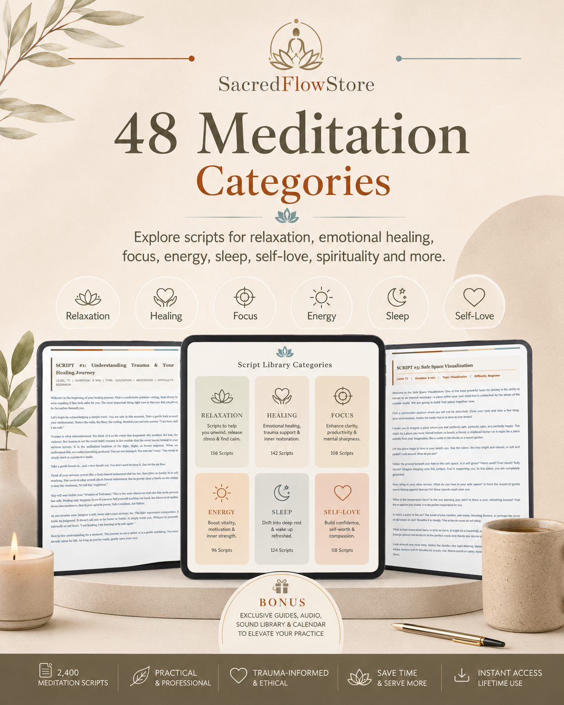 The Sacred Wellness Library: 2,400 Meditation Scripts